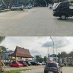 Alun-alun merdeka yang terletak di kawasan Masjid Agung As-Salam Lubuklinggau kini beralih fungsi menjadi lahan parkir kendaraan.